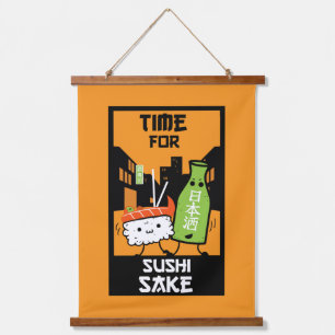 Sushi And Sake Foodies Hanging Tapestry