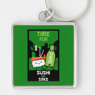 Sushi And Sake Foodies Key Ring