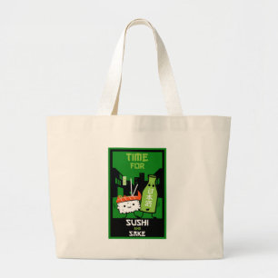 Sushi And Sake Foodies Large Tote Bag