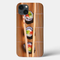 Sushi and wooden chopsticks