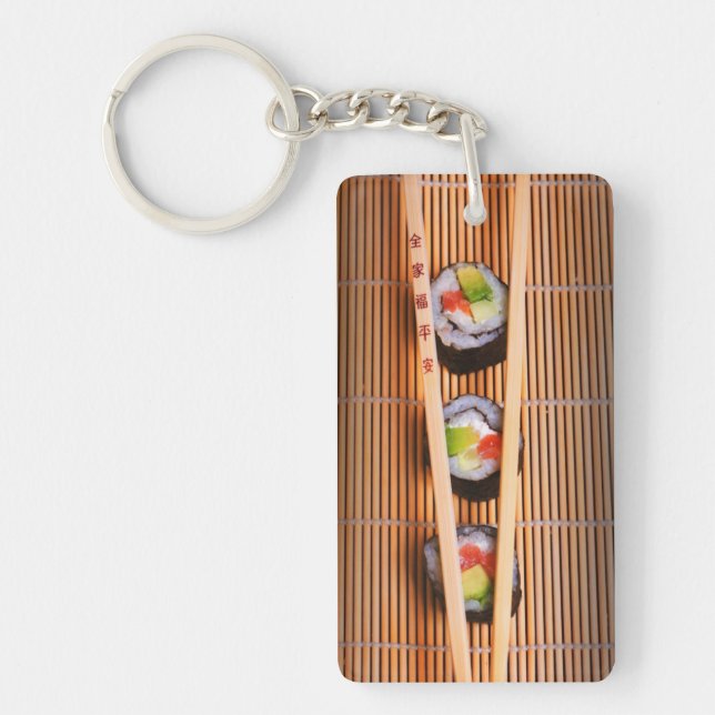 Sushi and wooden chopsticks key ring (Front)