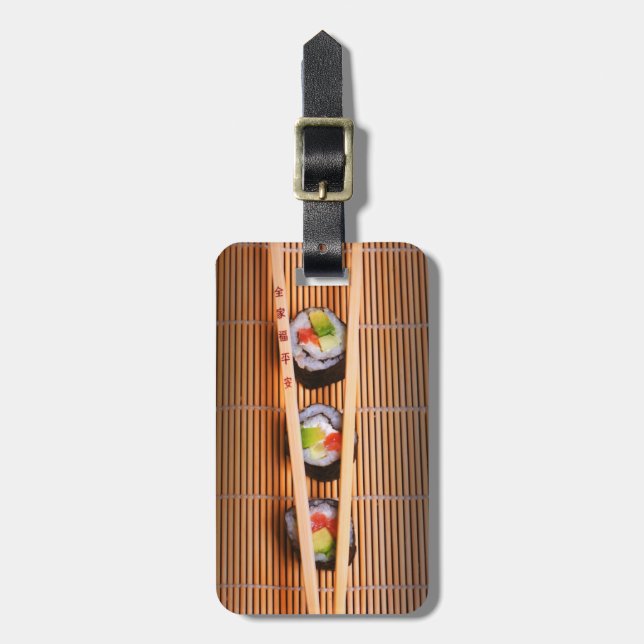 Sushi and wooden chopsticks luggage tag (Front Vertical)