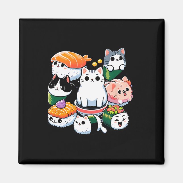 Sushi Anime Cat Sushi Lover Gift  Magnet (Front)