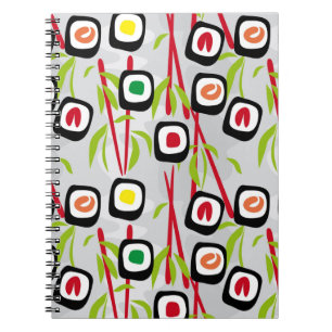 Sushi background spiral notebook