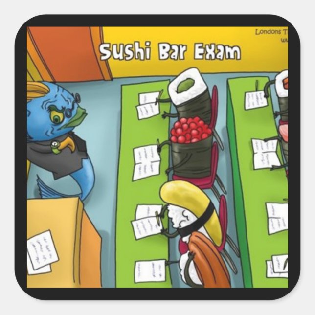 Sushi Bar Exam Tees Mugs Cards Gifts Etc Square Sticker (Front)
