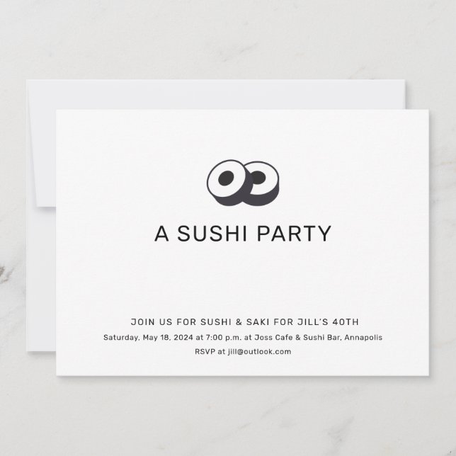 Sushi Birthday Dinner Party Invitation (Front)