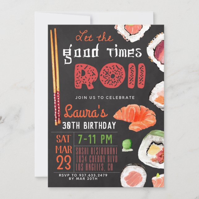 Sushi Birthday Invitation (Front)