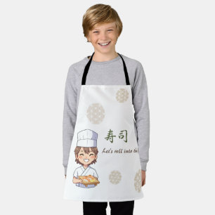 Sushi Birthday Party Invitation with Cute Anime  Apron