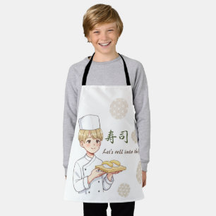 Sushi Birthday Party Invitation with Cute Anime  Apron