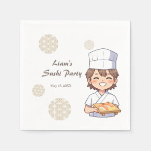 Sushi Birthday Party Invitation with Cute Anime Napkin