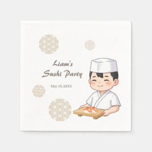Sushi Birthday Party Invitation with Cute Anime  Napkin