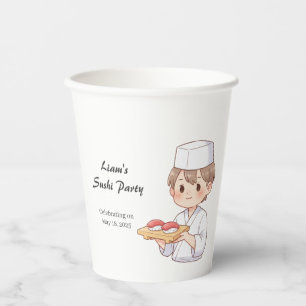 Sushi Birthday Party Invitation with Cute Anime  Paper Cups