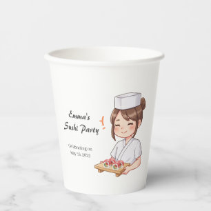 Sushi Birthday Party Invitation with Cute Anime Paper Cups