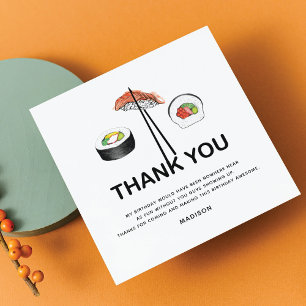 Sushi Birthday Party Personalised Modern Thank You Card