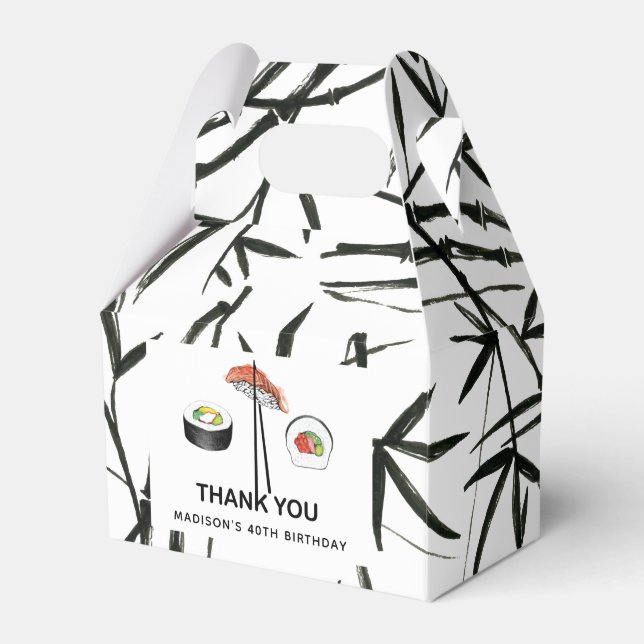 Sushi Birthday Simple Elegant Black White Favour Box (Front Side)