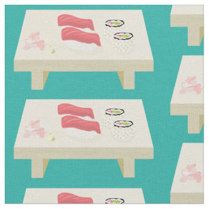 Sushi Board Pattern Teal Fabric