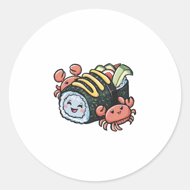 Sushi Buddies Classic Round Sticker (Front)