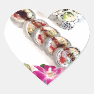 Sushi California Rolls Heart Sticker