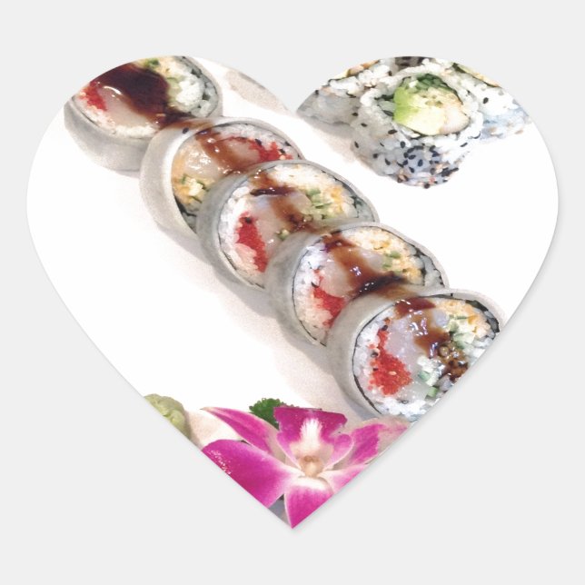 Sushi California Rolls Heart Sticker (Front)