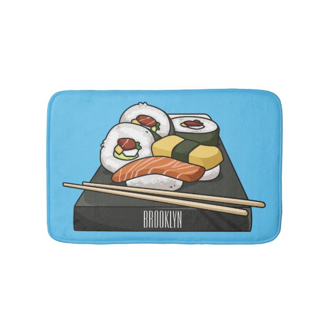 Sushi cartoon illustration  bath mat (Front)