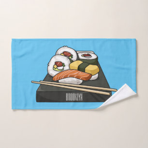 Sushi cartoon illustration bath towel set