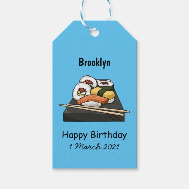 Sushi cartoon illustration gift tags (Front)