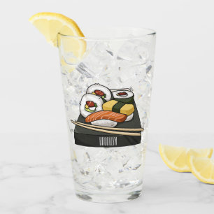 Sushi cartoon illustration  glass
