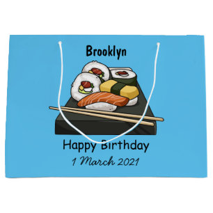 Sushi cartoon illustration large gift bag