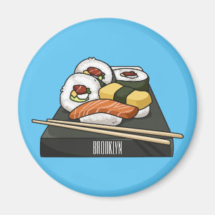 Sushi cartoon illustration magnet