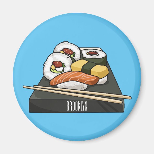 Sushi cartoon illustration  magnet (Front)