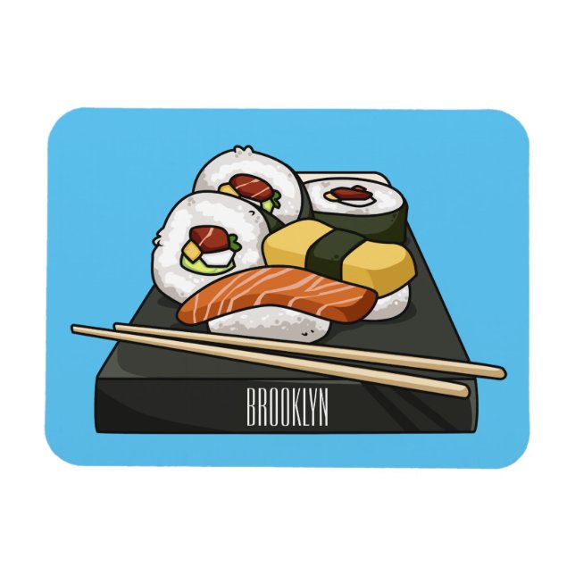 Sushi cartoon illustration  magnet (Horizontal)