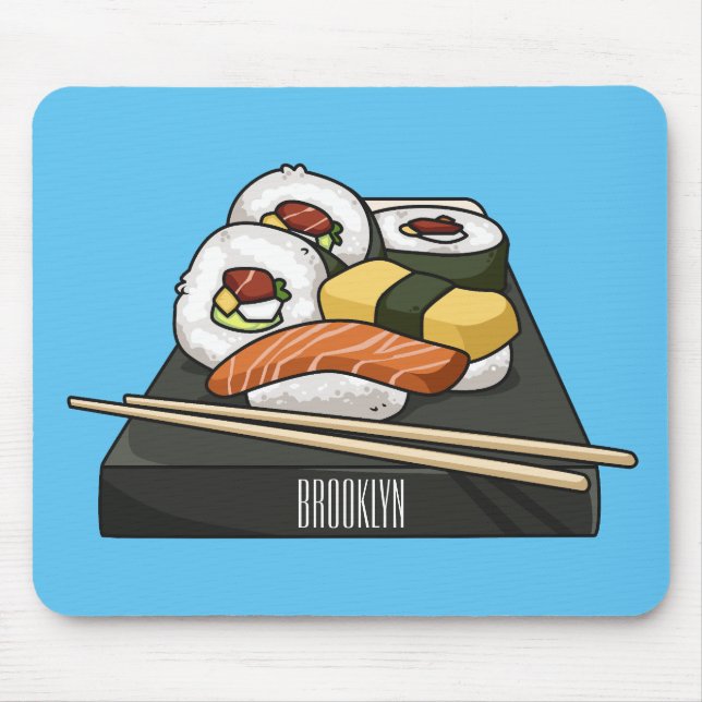 Sushi cartoon illustration  mouse pad (Front)