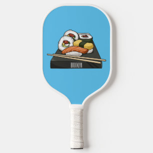 Sushi cartoon illustration  pickleball paddle