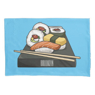 Sushi cartoon illustration pillowcase