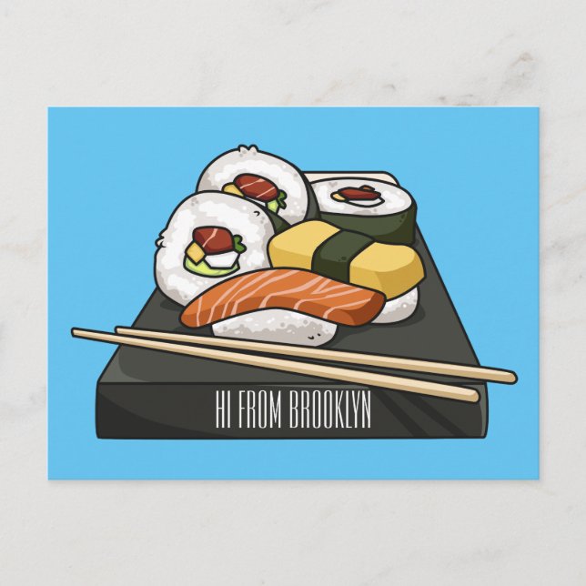 Sushi cartoon illustration  postcard (Front)