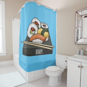 Sushi cartoon illustration  shower curtain