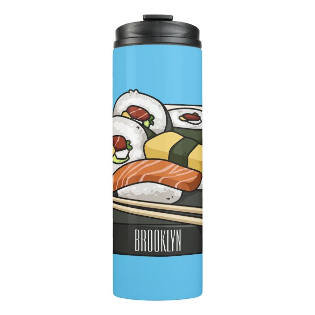 Sushi cartoon illustration  thermal tumbler (Front)