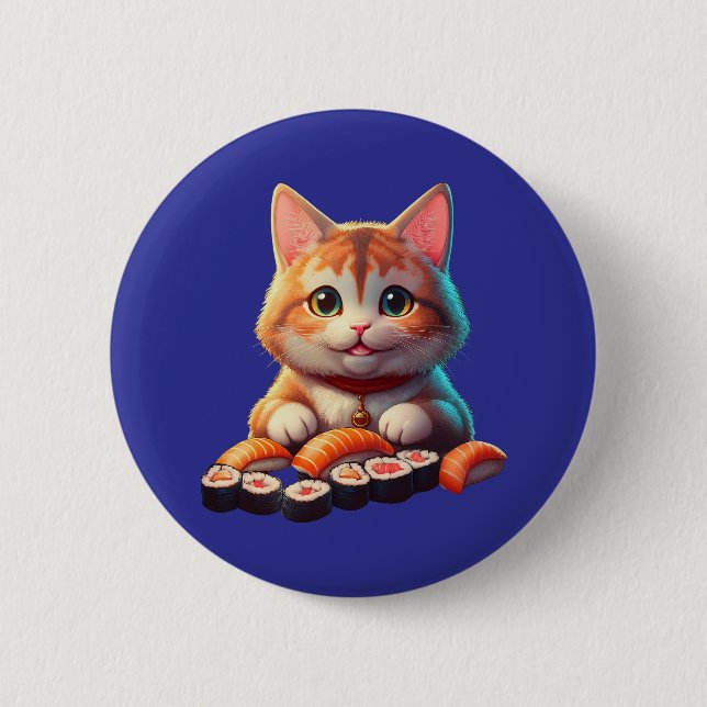 Sushi Cat 6 Cm Round Badge (Front)