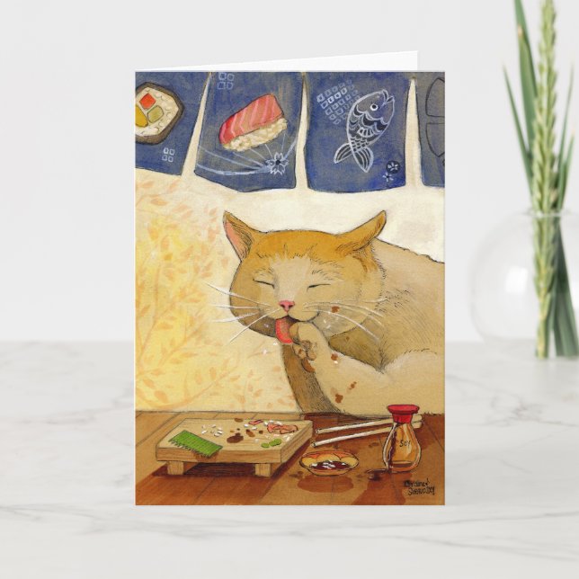 Sushi Cat  "All Done!" Card (Front)