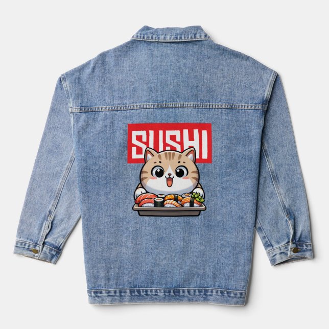 Sushi Cat Denim Jacket (Back)