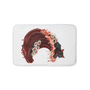 Sushi Cat Dreams Quirky Japanese Food Kitty Bath Mat