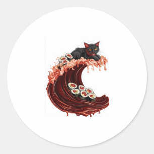 Sushi Cat Dreams � Quirky Japanese Food Kitty Classic Round Sticker