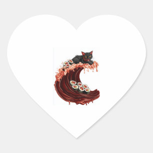 Sushi Cat Dreams � Quirky Japanese Food Kitty Heart Sticker
