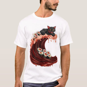 Sushi Cat Dreams  Quirky Japanese Food Kitty T-Shirt