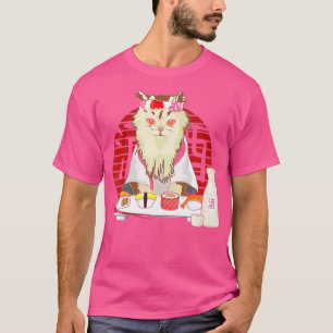Sushi Cat Japanese Cherry Blossom Persian Cat Vint T-Shirt