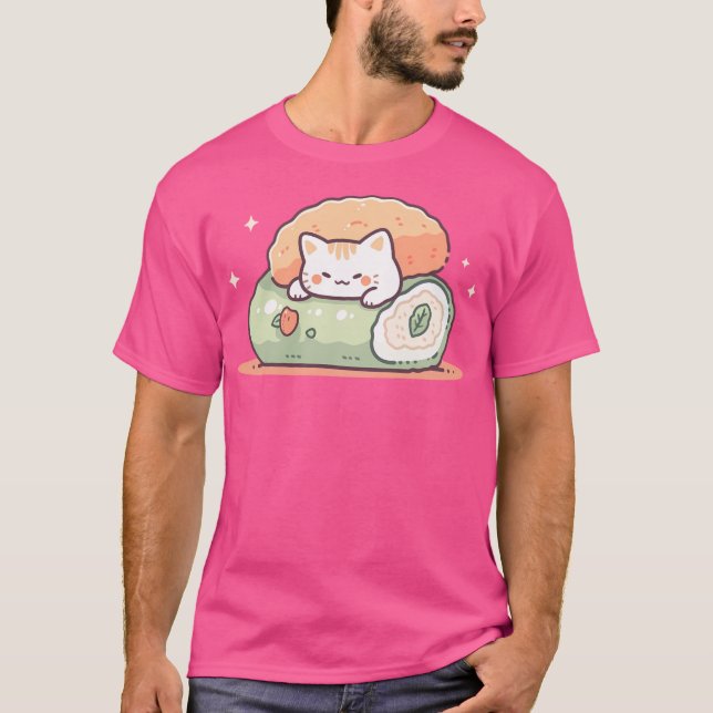 Sushi Cat Kawaii T-Shirt (Front)