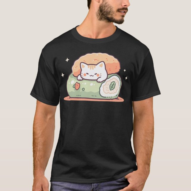 Sushi Cat Kawaii T-Shirt (Front)