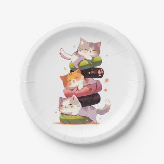 Sushi Cat Miaw | Japanese Anime Style Paper Plate