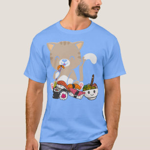 Sushi Cat Tshirt,cute Sushi Eating Cat Shirt,ramen T-Shirt