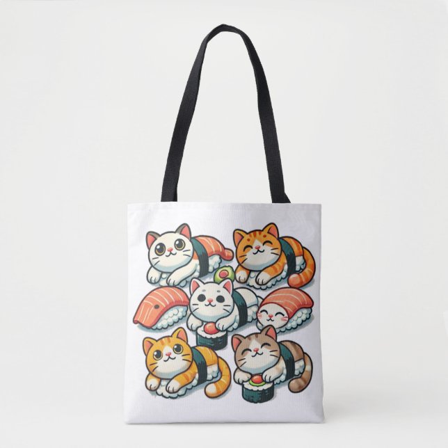 Sushi Cats Design for a Unique Tote Bag (Front)